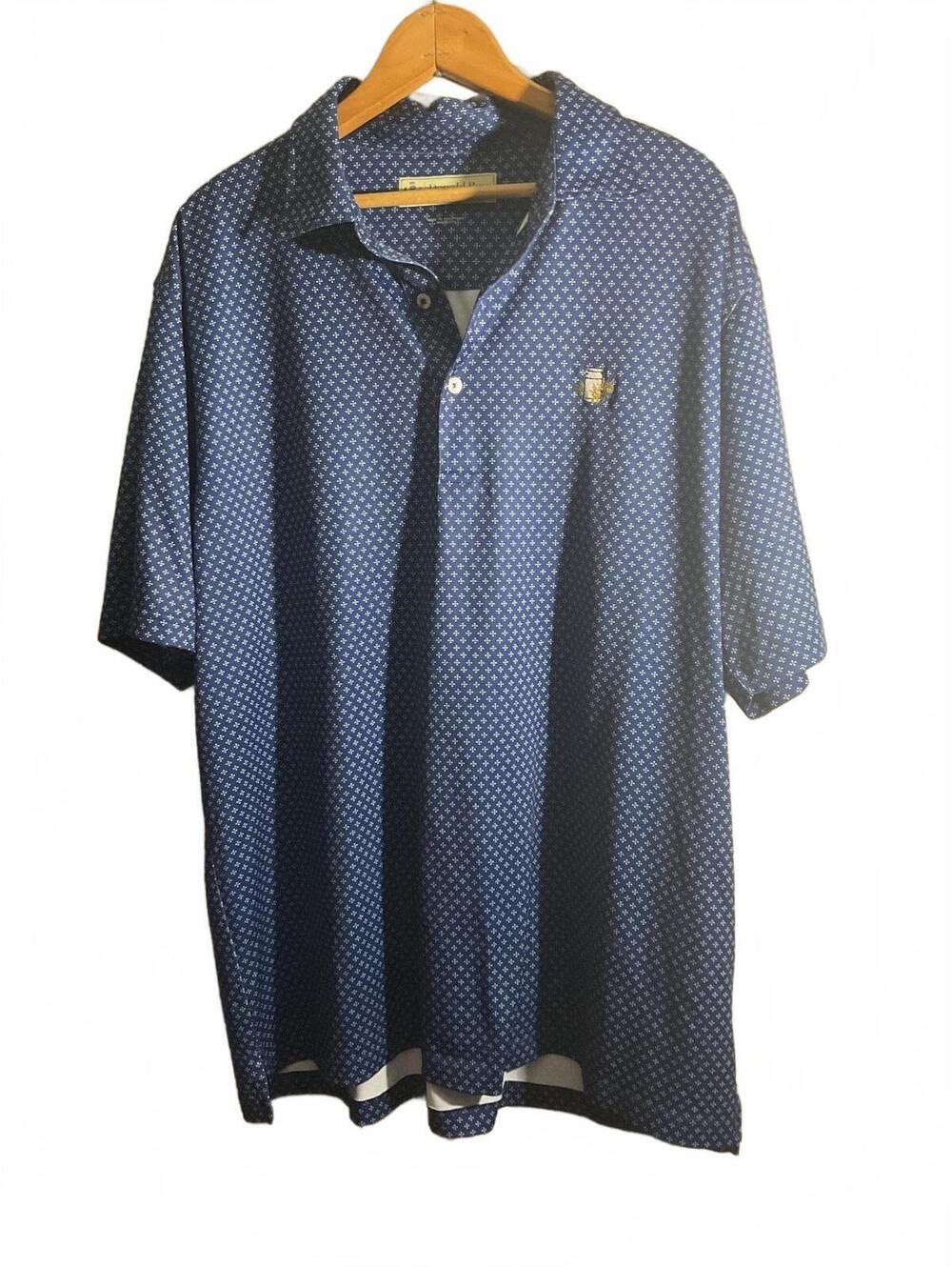 Donald Ross Sportswear Men's Blue Patterned Golf Polo Shirt Size Large